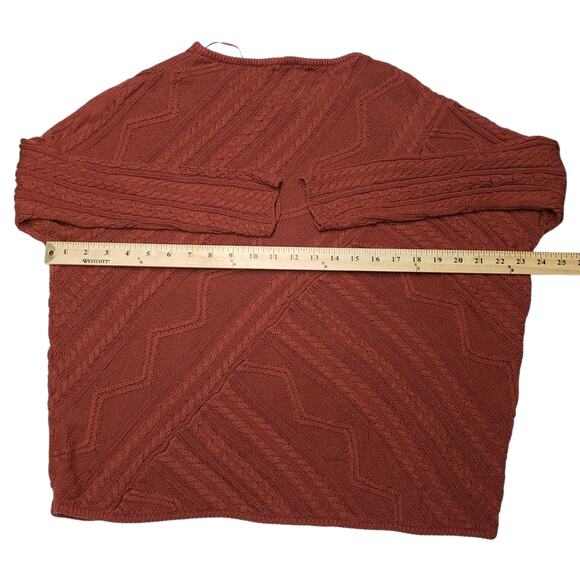 Left on Houston Rust Sweater Sz S Oversized Geometric Knit Retro Boho Cozycore - Picture 6 of 8